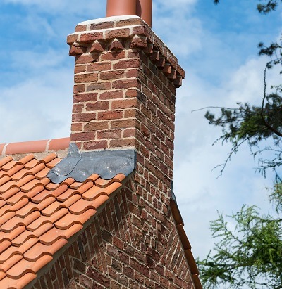 Tumbling course of bricks and brick chimney work